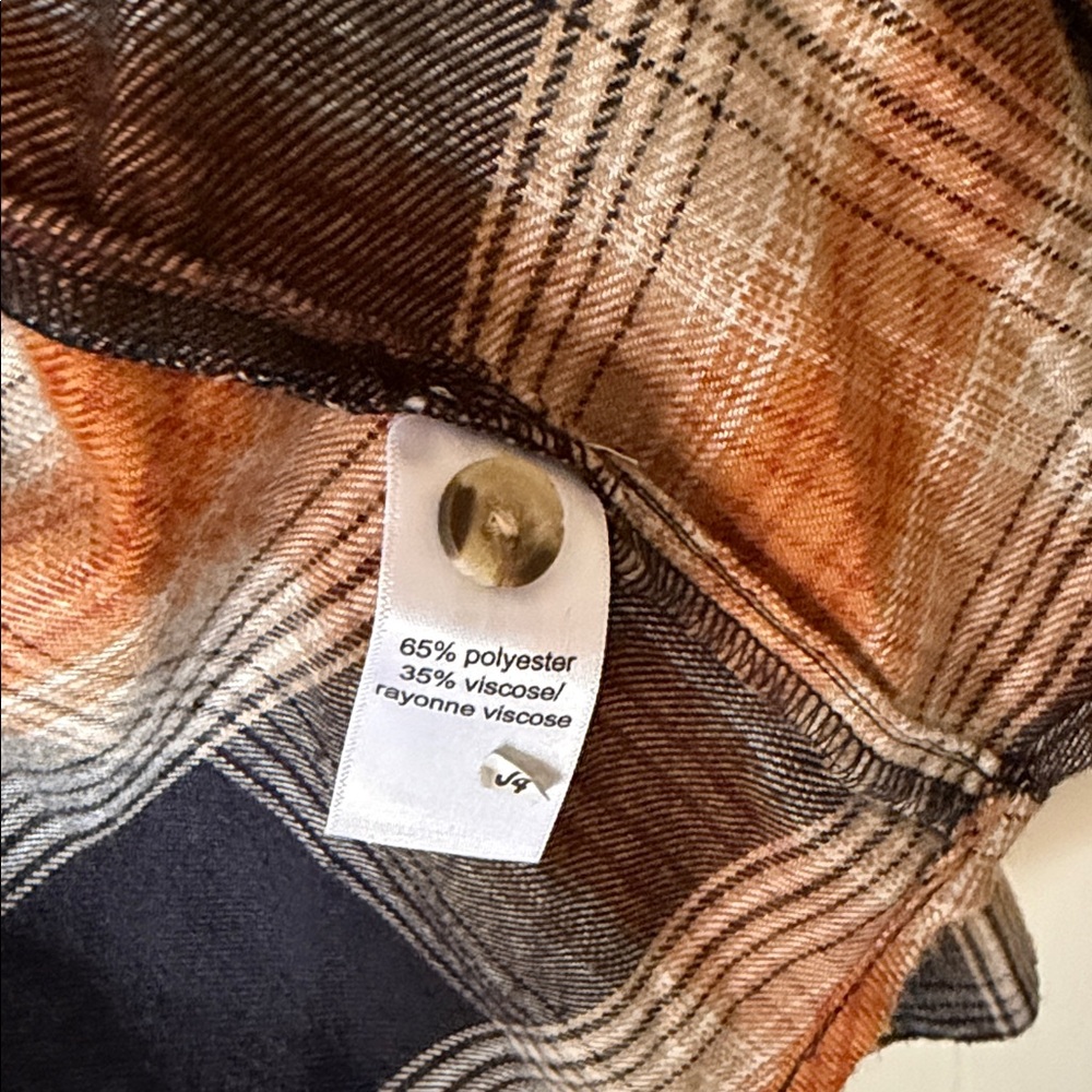 Maurices Checkered Button Down Shirt - Black, Brown, White - Picture 5 of 8